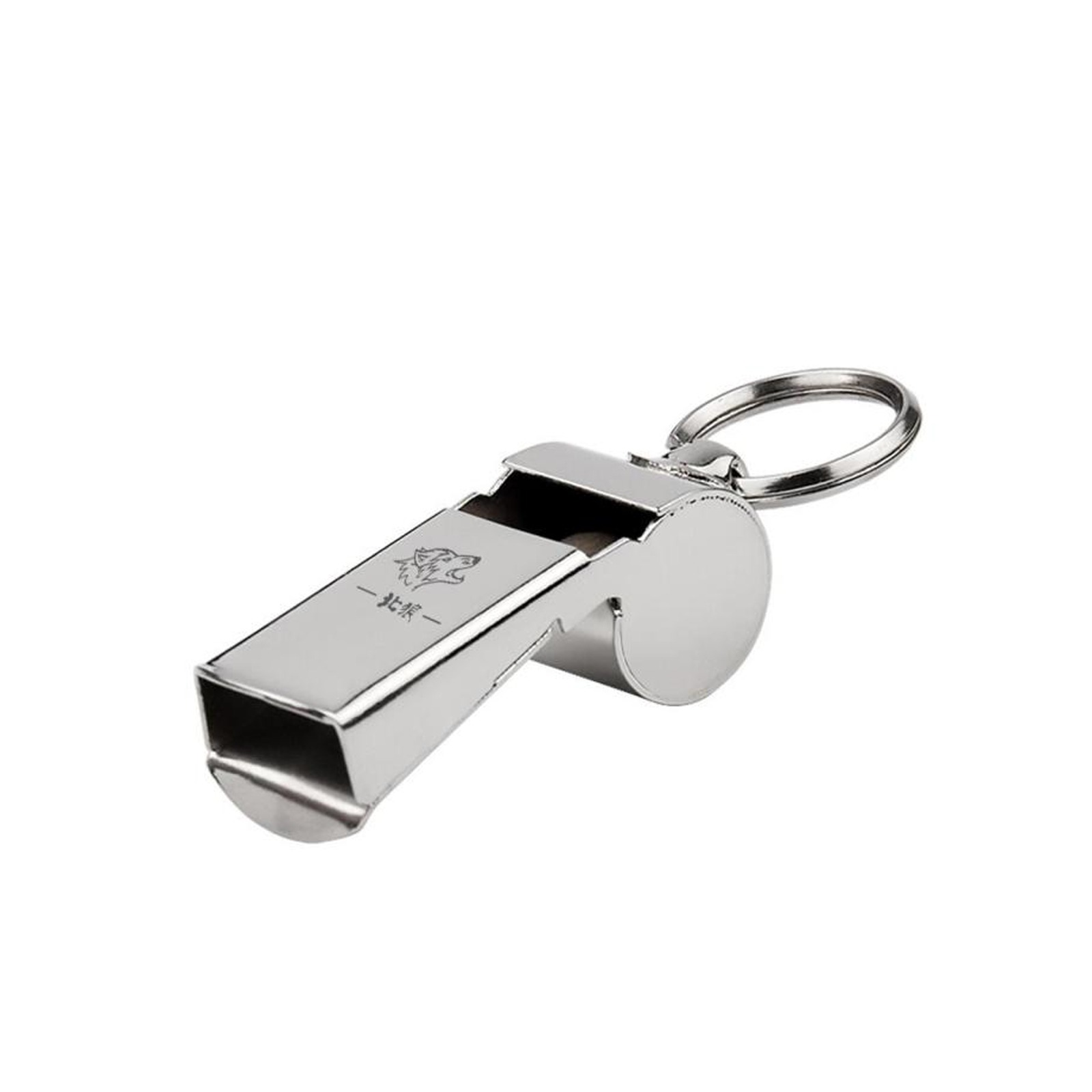 Stainless Steel Sports Referee Whistle with Keyring (Silver)