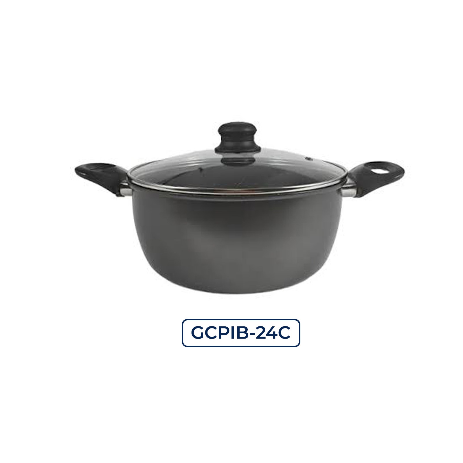 Premium Non-Stick Casserole Pan with Glass Lid (24cm) – GCPIB-24C (Black Edition)