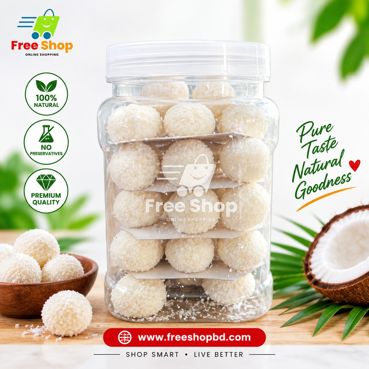 স্পেশাল আয়ান নারিকেল তিলের নাড়ু 40PCS