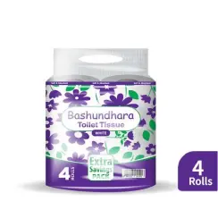 Bashundhara Toilet Tissue White (4 Rolls Extra Savings Pack)