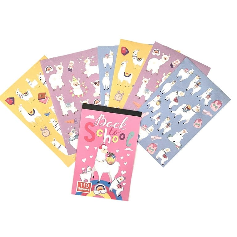 Back to School Llama Sticker Book (110 Stickers)