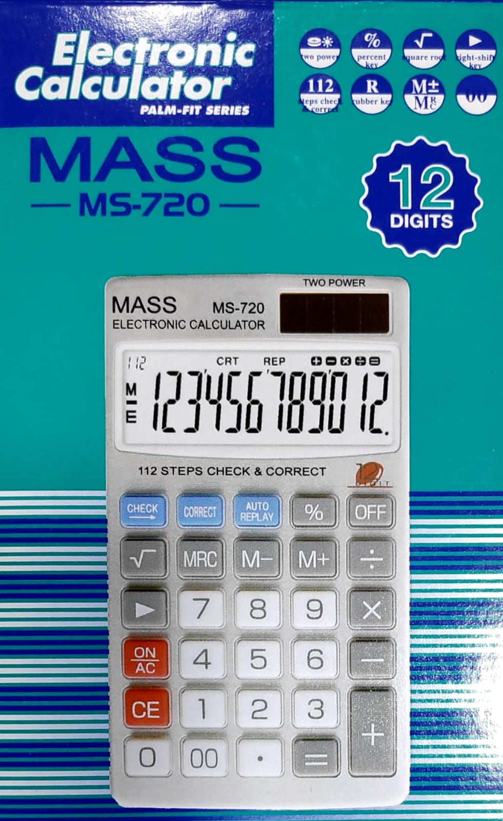 MASS MS-720 12 Digits Electronic Calculator