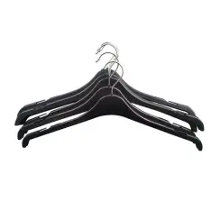 Heavy Duty Black Plastic Clothes Hangers with Chrome Hook