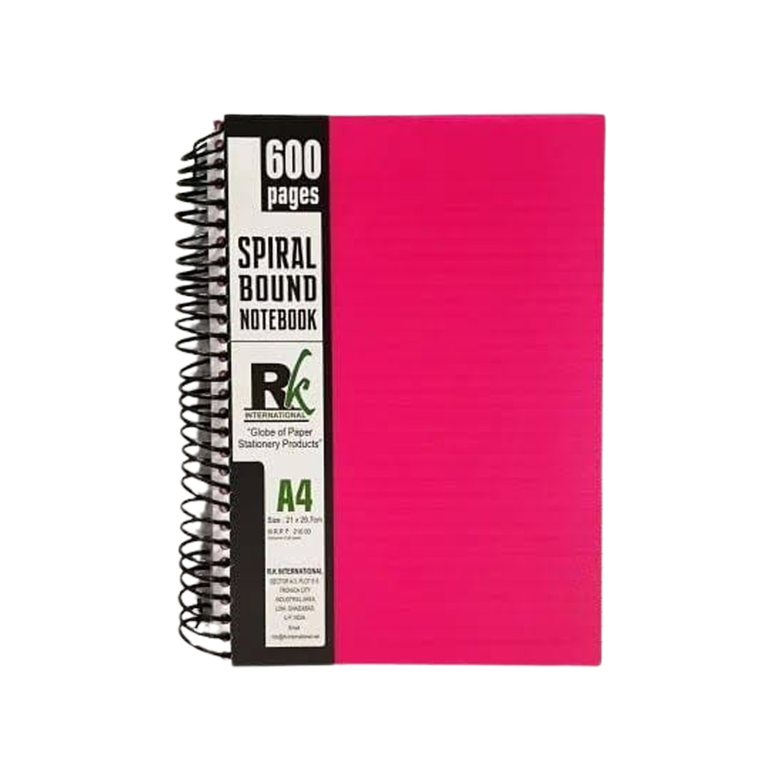 RK International Spiral Bound Notebook (A4 Pink)