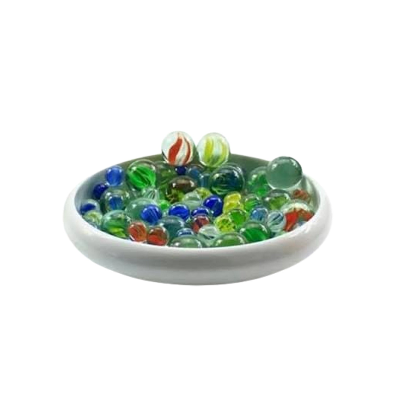 Glass Marbles Set in White Bowl (Colorful Marble Collection)