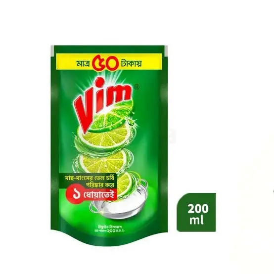 Vim Dishwash Liquid Lemon Pouch - 200 ml