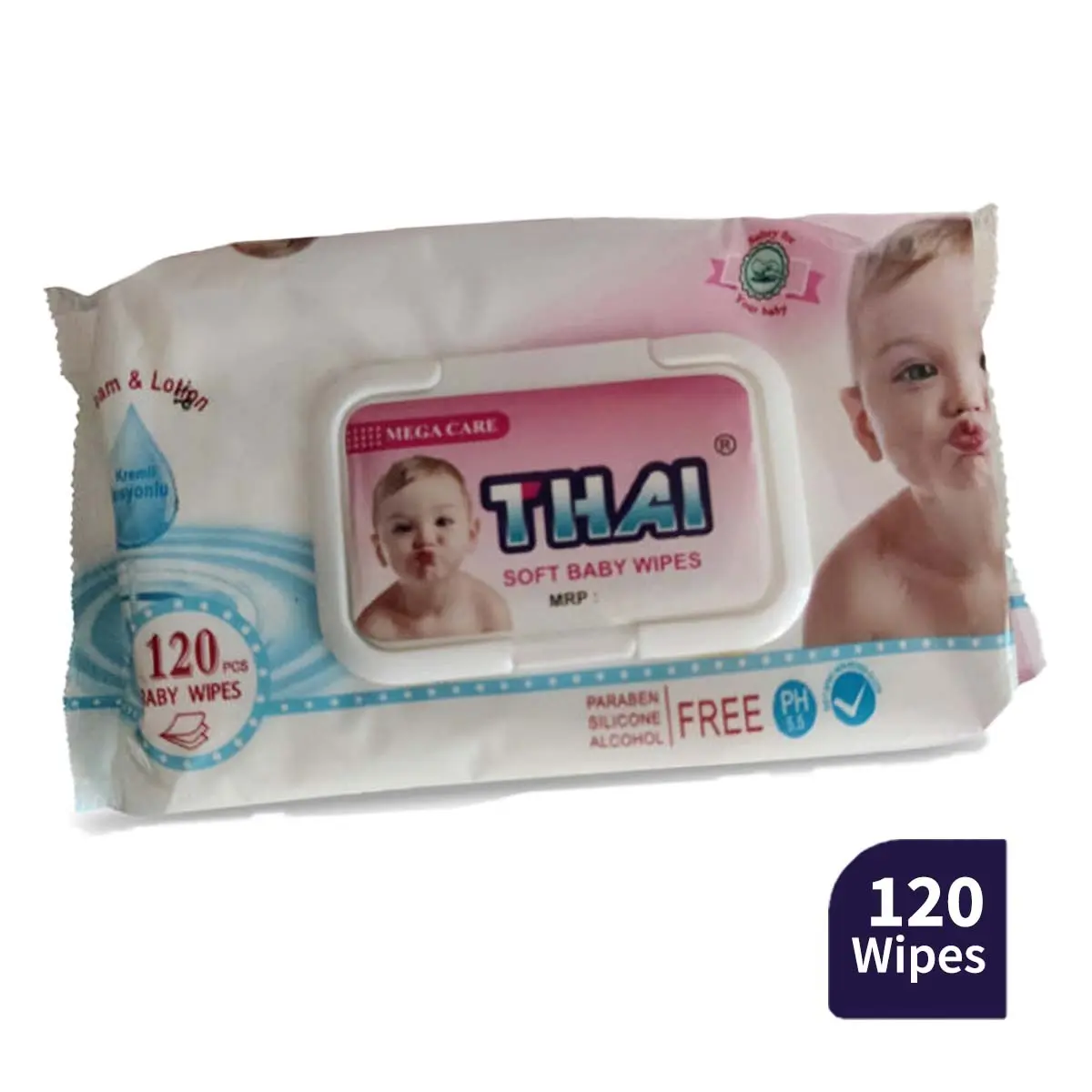 Thai Soft Baby Wipes (120 PCS) – Gentle, Paraben-Free Care for Your Baby's Sensitive Skin!