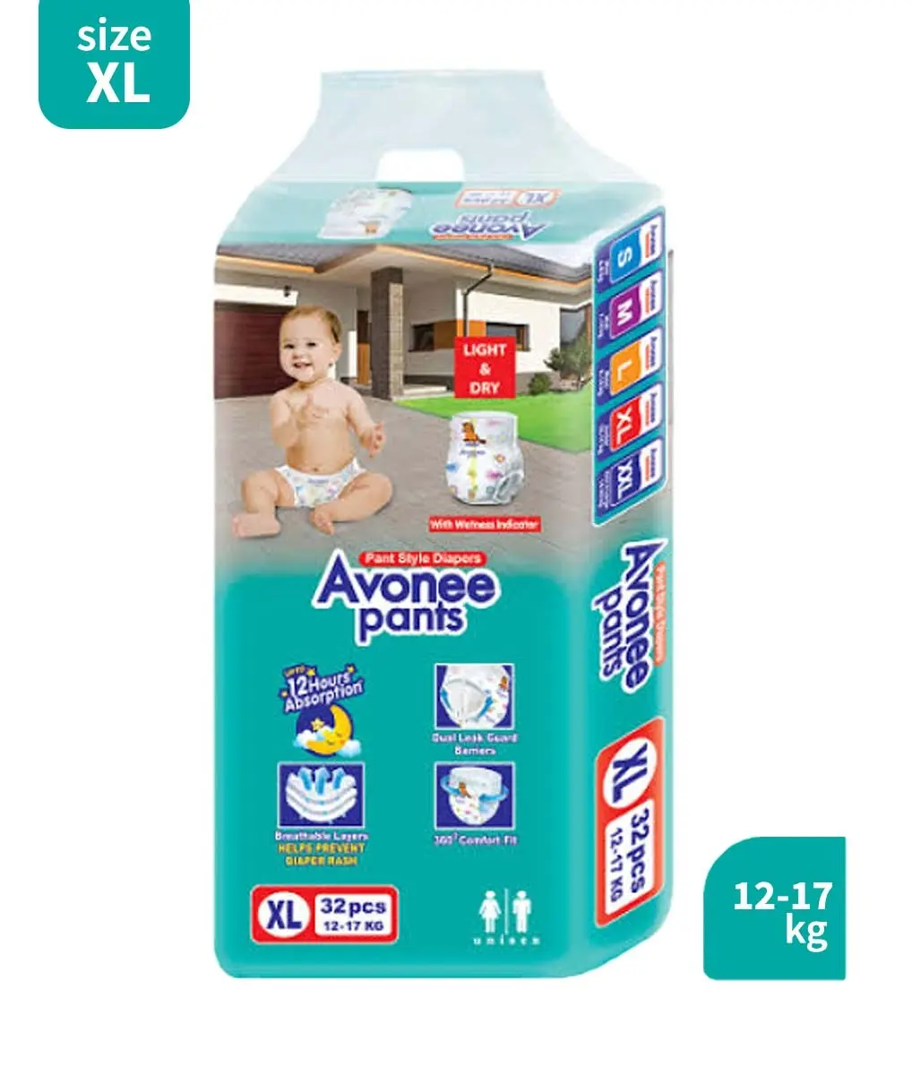 Avonee Pants Diaper (Size XL - 32 Pcs) – 12 Hours Light & Dry Comfort for Your Active Toddler!