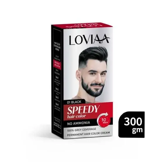 Loviaa Speedy Hair Color Cream 01 Black (300 gm)