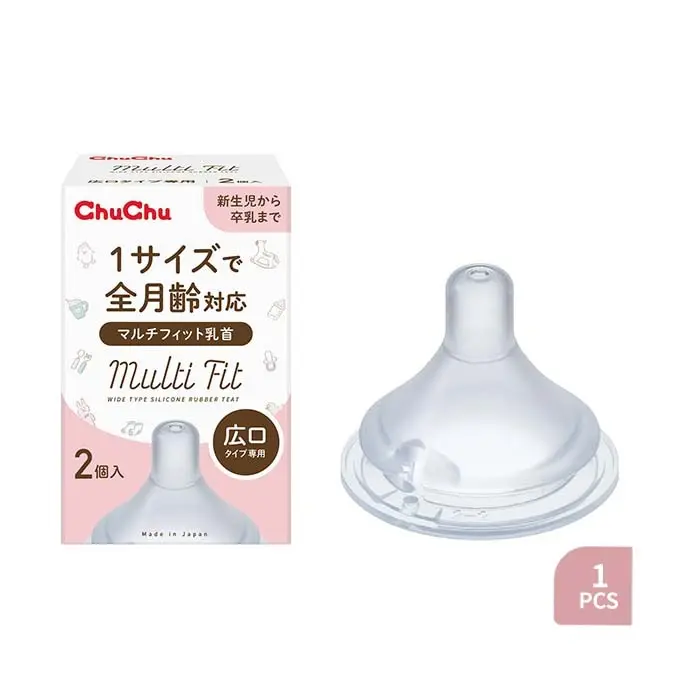 ChuChu Multi Fit Wide Type Silicone Baby Bottle Nipple – Soft & Wide Neck (1 Pcs)