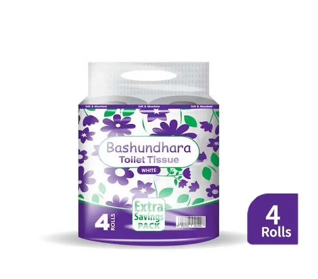 Bashundhara Toilet Tissue White (4 Rolls Extra Savings Pack)