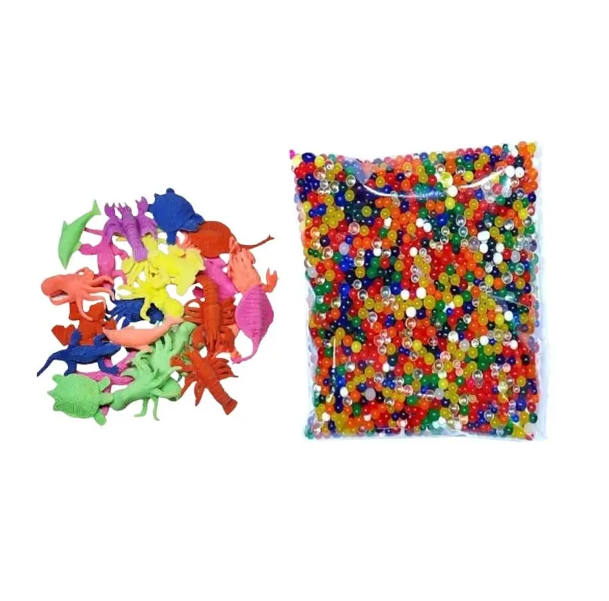 Colorful Growing Water Gel Balls (Orbeez) with Growing Sea Animal Toys Combo Pack