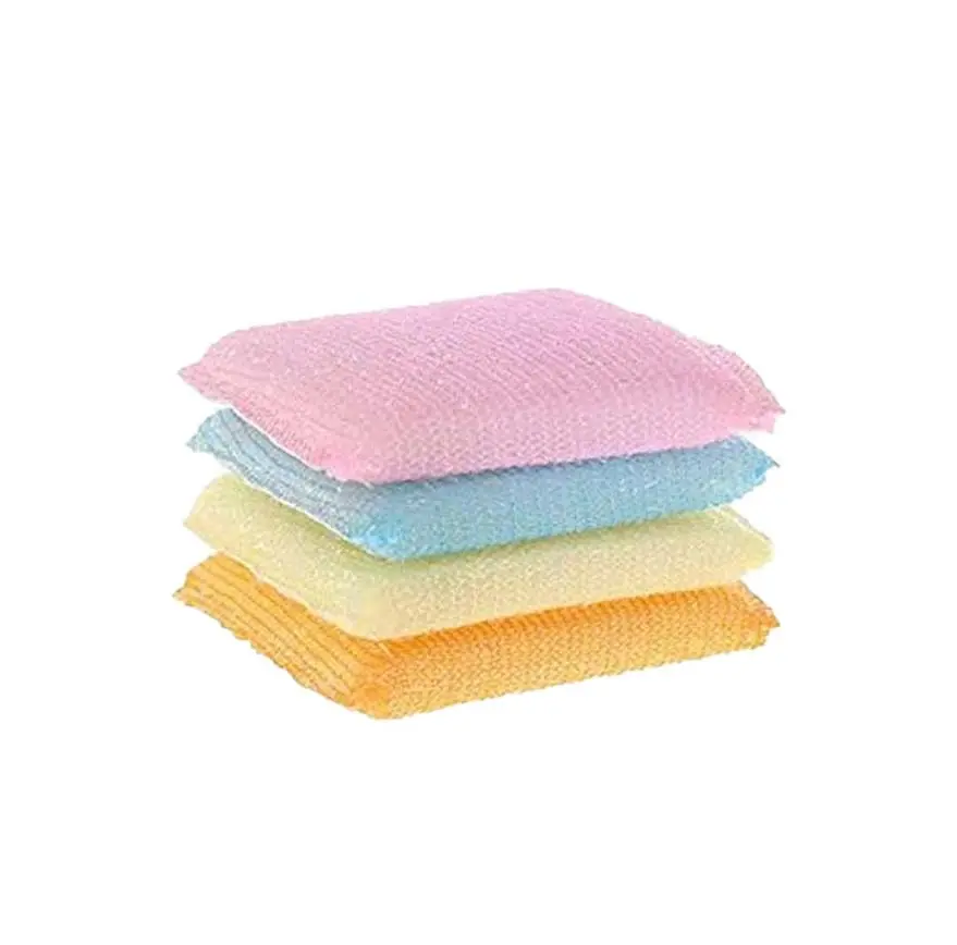 Multicolor Foam Net Dishwashing Scrubber Sponge (4 Pcs Pack)