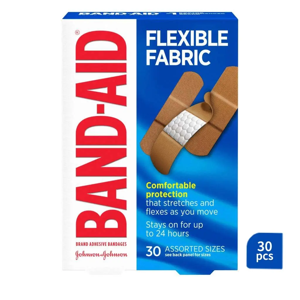 Band-Aid Flexible Fabric Adhesive Bandages (30 Pcs Assorted Sizes)