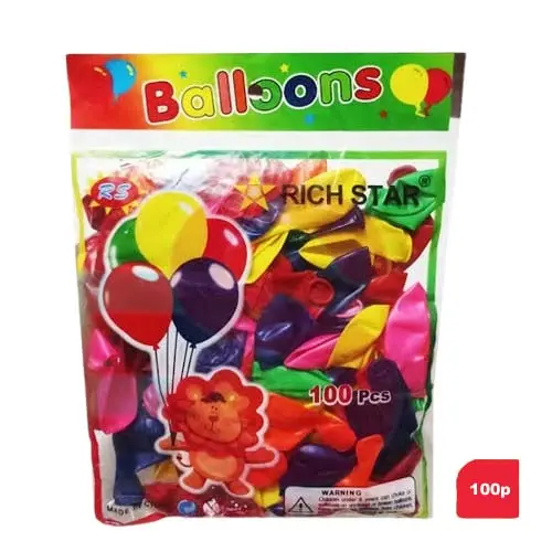 Rich Star Colorful Latex Balloons Pack (100 Pcs)