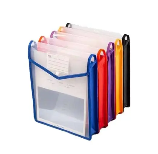 Multicolor Expanding Plastic Button File Bag (4 Pcs Combo Pack)