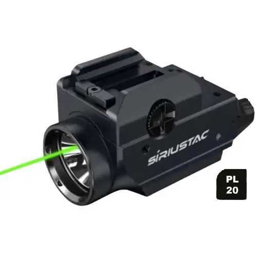 SIRIUSTAC PL20 Rechargeable Tactical LED Flashlight with Green Laser Sight
