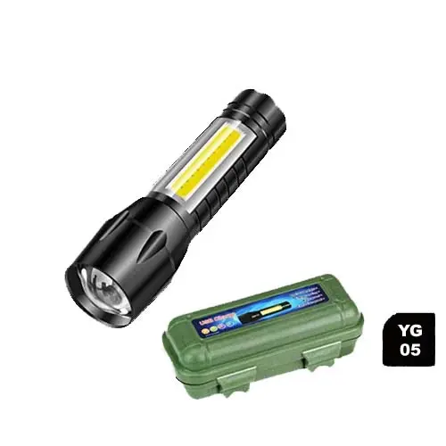 Mini USB Rechargeable Zoomable LED Torch Light with COB Side Light (YG-05)