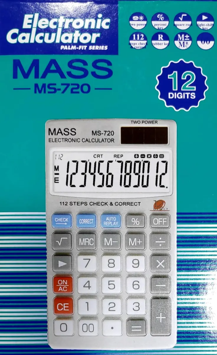 MASS MS-720 12 Digits Electronic Calculator