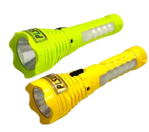 PL Super Rechargeable LED Flashlight Torch with COB Side Light