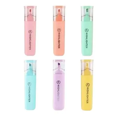 Pastel Color Aesthetic Dual Tip Highlighter Pen Set (Pack of 6)