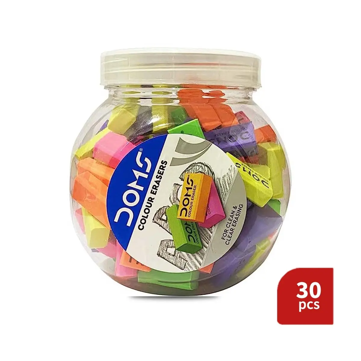 DOMS Colour Erasers Jar (30 Pcs)