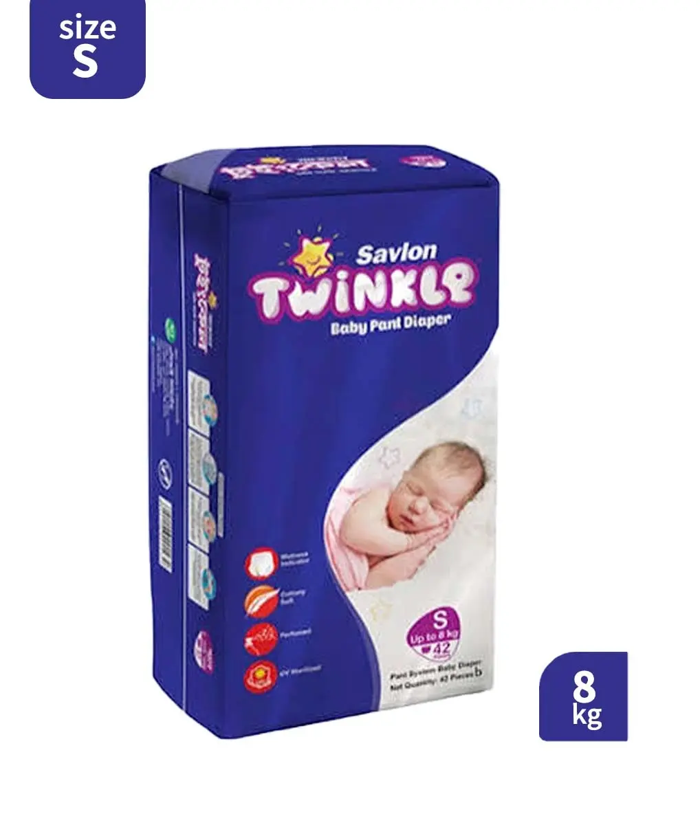 Savlon Twinkle Baby Pant Diaper (Size S, Up to 8 kg, 42 Pcs)