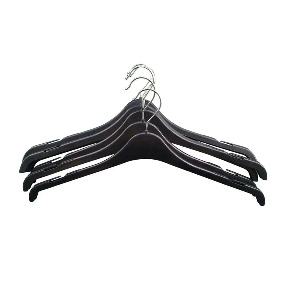 Heavy Duty Black Plastic Clothes Hangers with Chrome Hook