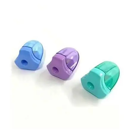 Colorful Triangular Plastic Pencil Sharpener with Container Lid