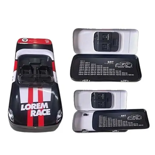 Sports Car Shaped Metal Pencil Box for Kids