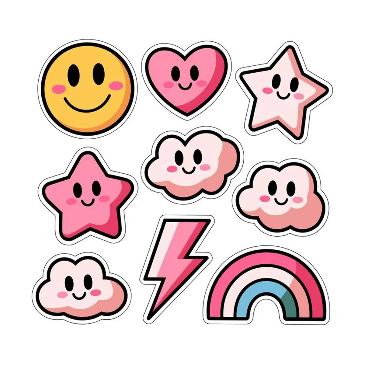 Cute Aesthetic Kawaii Cartoon Stickers Sheet