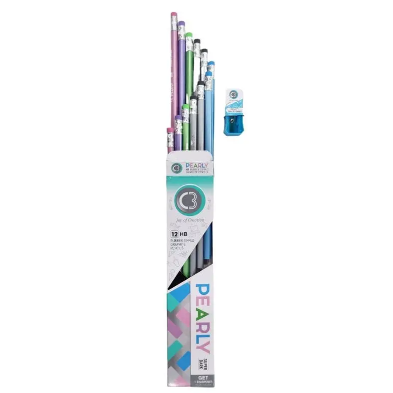 C3 Pearly HB Rubber Tipped Graphite Pencils (12 HB)