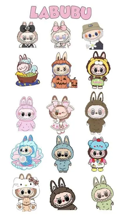 Labubu Cartoon Character Sticker Sheet