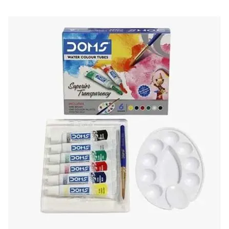 DOMS Water Colour Tubes – 6 Shades Set with Brush and Palette