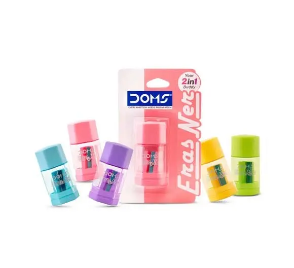 DOMS ErasNer 2-in-1 Eraser and Sharpener – Assorted Colors