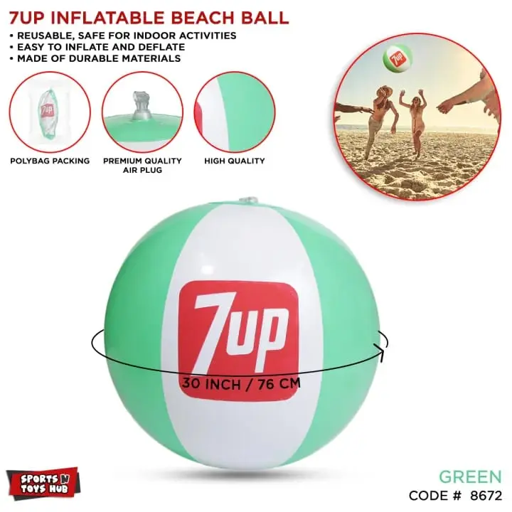 7Up Inflatable Beach Ball (Green & White)