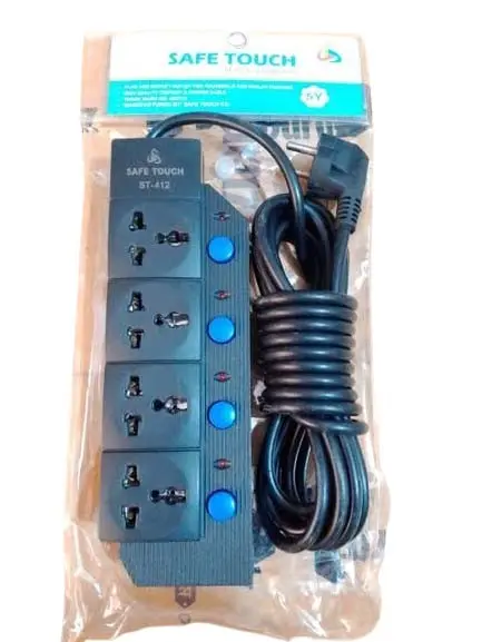 Safe Touch 4 Port Multiplug Extension Socket (ST-412)