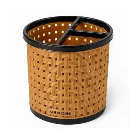 Rattan Style Plastic Desk Organizer / Pen Holder (Kolm Dani)