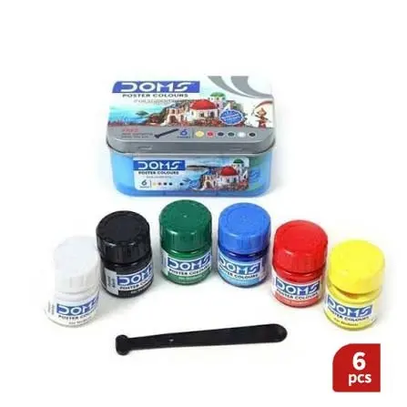DOMS Poster Colours for Students – 6 Shades with Free Mixing Palette/Brush
