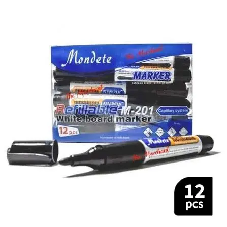Mondete M-201 Refillable Whiteboard Marker Set (12 Pcs Pack)