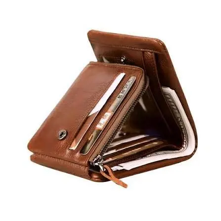 Avro Premium Men's 100% Cow Leather Trifold Vintage Wallet with Coin Pocket
