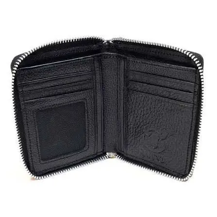 Avro Premium Men's High-Quality Zipper 100% Cow Leather Wallet (Black)