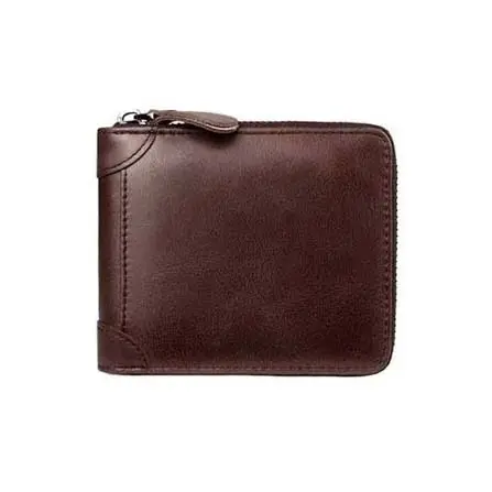 Avro Premium Men's Full Zipper Vintage Leather Wallet (Brown)