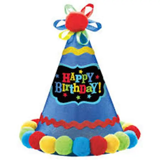 Happy Birthday Colorful Cone Hat with PomPom