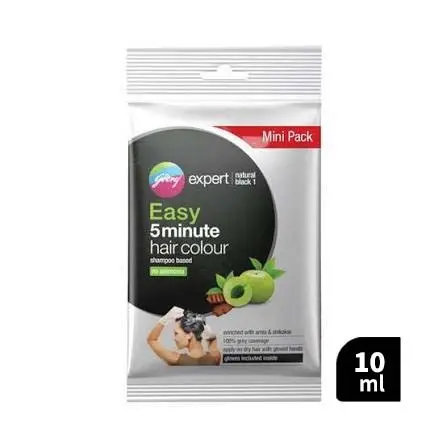 Godrej Expert Easy 5 Minute Hair Colour Shampoo Based – Natural Black 1 (10 ml)