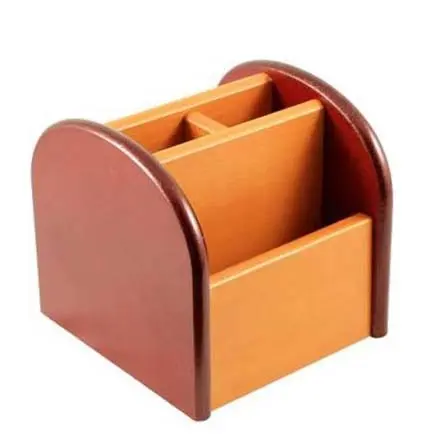 Wooden Desktop Organizer & Pen Holder Box