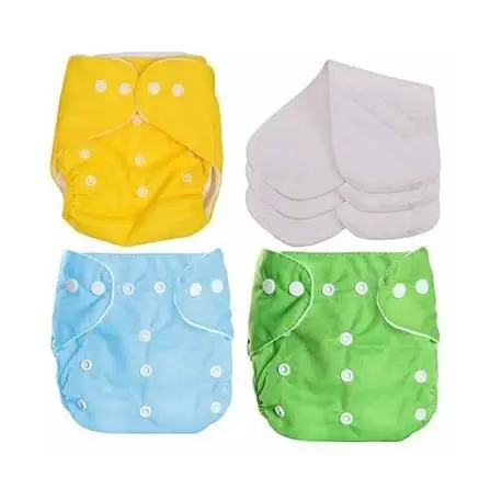 Washable Reusable Baby Clothes Diapers - (3kg to 15kg) - Different Colors (1 Pieces With Diapers, 1 Diaper Nappies)