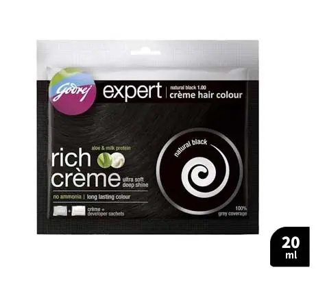 Godrej Expert Rich Crème Hair Colour – Natural Black 1.00 (20 ml)