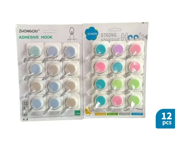 Zhongqiu Strong Adhesive Wall Hooks – 12 Pcs Pack