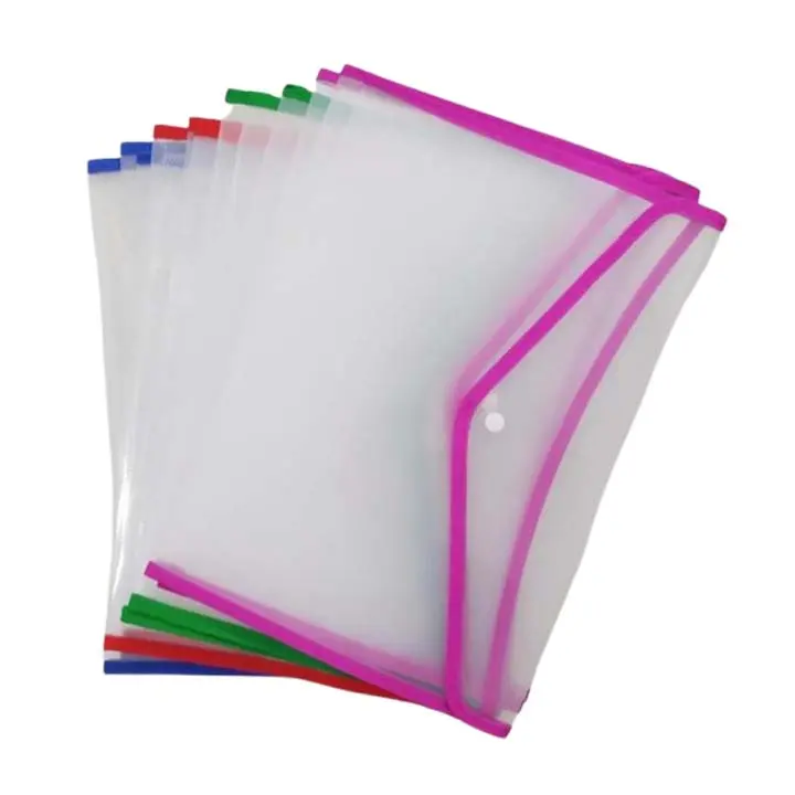 Plastic Button Clear Document File Folder Pack